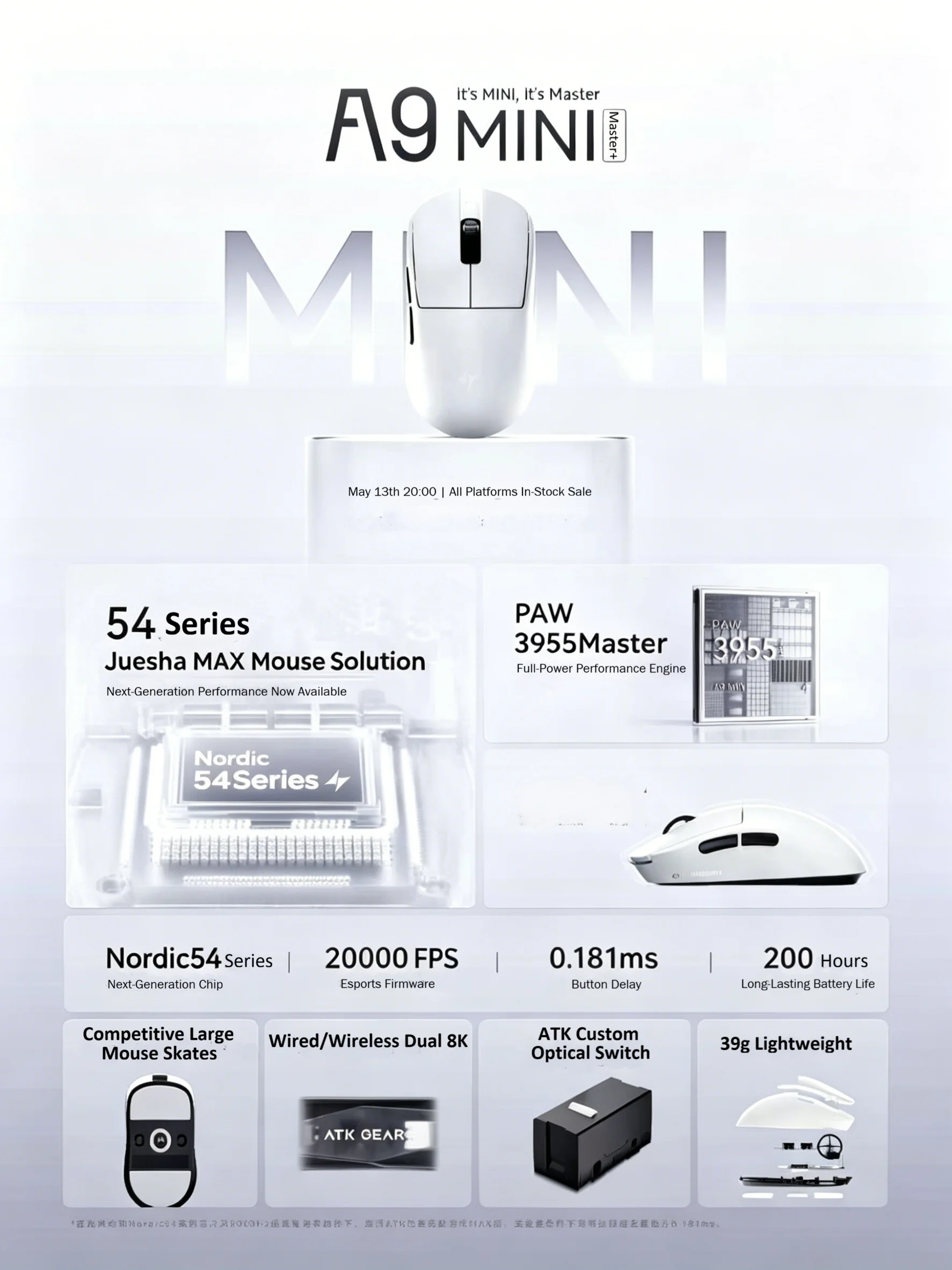 Mouse Gamer Sem Fio ATK A9 Min - Esports Gaming Mouse Wireless avaliação e preço