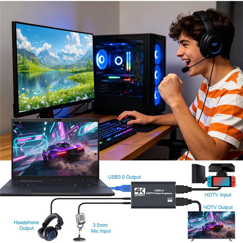Placa de Captura de Vídeo USB  - Capture Card 4K Hdmi avaliação e preço